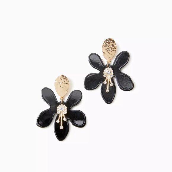 Lilly Pulitzer In A Flutter Earrings Black/Goldtone - Picture 1 of 2